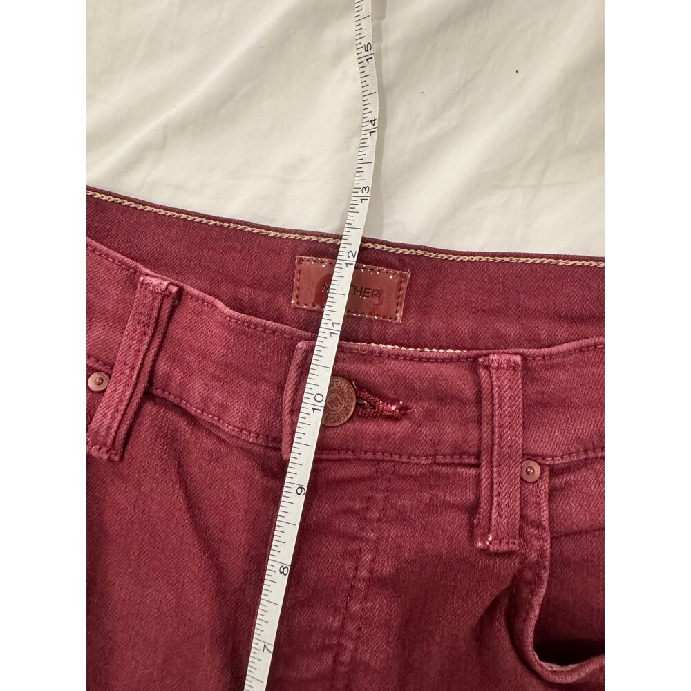 MOTHER The Tripper Ankle Fray Jeans Size 28 Burgundy High Rise Button Fly Fray - Picture 15 of 16